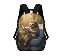 sinyumoney Children's Backpacks Sloth Toilet Newspaper School Bag 3D Printed Children's School Backpack Fashion Travel Backpacks for Kids School Students 17inch
