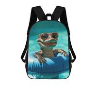 sinyumoney Children's Backpacks Smiling Alligator in Pool School Bag 3D Printed Children's School Backpack Fashion Travel Backpacks for Kids School Students 17inch