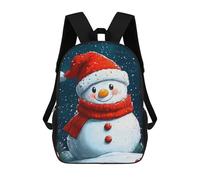 sinyumoney Children's Backpacks Smiling Snowman Winter School Bag 3D Printed Children's School Backpack Fashion Travel Backpacks for Kids School Students 17inch