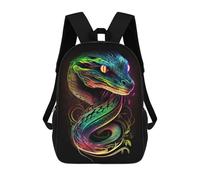 sinyumoney Children's Backpacks Snake Neon Art School Bag 3D Printed Children's School Backpack Fashion Travel Backpacks for Kids School Students 17inch