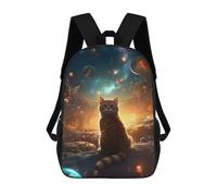 sinyumoney Children's Backpacks Space Cat Adventure -10 School Bag 3D Printed Children's School Backpack Fashion Travel Backpacks for Kids School Students 17inch