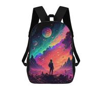 sinyumoney Children's Backpacks Space Explorer's Journey -6 School Bag 3D Printed Children's School Backpack Fashion Travel Backpacks for Kids School Students 17inch