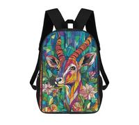sinyumoney Children's Backpacks Stained Glass Antelope School Bag 3D Printed Children's School Backpack Fashion Travel Backpacks for Kids School Students 17inch