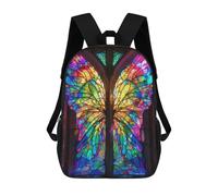 sinyumoney Children's Backpacks Stained Glass Fairy Wings School Bag 3D Printed Children's School Backpack Fashion Travel Backpacks for Kids School Students 17inch