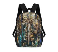 sinyumoney Children's Backpacks Stained Glass Sentinel School Bag 3D Printed Children's School Backpack Fashion Travel Backpacks for Kids School Students 17inch