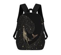 sinyumoney Children's Backpacks Starry Whale Dark GOLD School Bag 3D Printed Children's School Backpack Fashion Travel Backpacks for Kids School Students 17inch