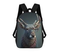 sinyumoney Children's Backpacks Stylish Deer with Glasses School Bag 3D Printed Children's School Backpack Fashion Travel Backpacks for Kids School Students 17inch