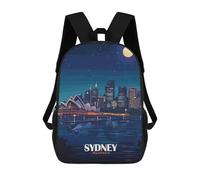 sinyumoney Children's Backpacks Sydney Australia Night Skyline Illustration School Bag 3D Printed Children's School Backpack Fashion Travel Backpacks for Kids School Students 17inch