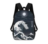 sinyumoney Children's Backpacks The Great Wave Night Japan School Bag 3D Printed Children's School Backpack Fashion Travel Backpacks for Kids School Students 17inch