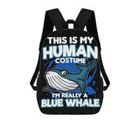 sinyumoney Children's Backpacks This Is My Human Costume School Bag 3D Printed Children's School Backpack Fashion Travel Backpacks for Kids School Students 17inch