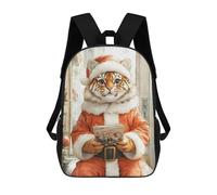 sinyumoney Children's Backpacks Tiger Santa Claus School Bag 3D Printed Children's School Backpack Fashion Travel Backpacks for Kids School Students 17inch