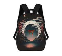 sinyumoney Children's Backpacks Torii Gate Red White Bloss School Bag 3D Printed Children's School Backpack Fashion Travel Backpacks for Kids School Students 17inch