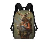 sinyumoney Children's Backpacks Travel Guide Deer School Bag 3D Printed Children's School Backpack Fashion Travel Backpacks for Kids School Students 17inch