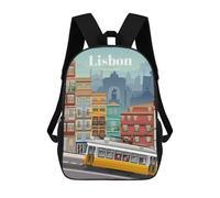 sinyumoney Children's Backpacks Travel to Lisbon School Bag 3D Printed Children's School Backpack Fashion Travel Backpacks for Kids School Students 17inch