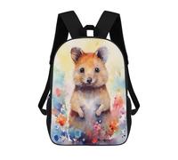 sinyumoney Children's Backpacks Watercolor Hamster Art Print School Bag 3D Printed Children's School Backpack Fashion Travel Backpacks for Kids School Students 17inch