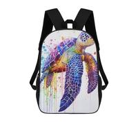 sinyumoney Children's Backpacks Watercolor Sea Turtle School Bag 3D Printed Children's School Backpack Fashion Travel Backpacks for Kids School Students 17inch
