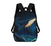 sinyumoney Children's Backpacks Whale Illustration School Bag 3D Printed Children's School Backpack Fashion Travel Backpacks for Kids School Students 17inch