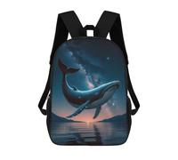sinyumoney Children's Backpacks Whale in The Night Sky School Bag 3D Printed Children's School Backpack Fashion Travel Backpacks for Kids School Students 17inch