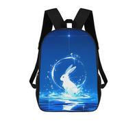 sinyumoney Children's Backpacks White Celestial Rabbit School Bag 3D Printed Children's School Backpack Fashion Travel Backpacks for Kids School Students 17inch