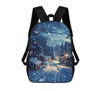 sinyumoney Children's Backpacks Winter Village at Twilight School Bag 3D Printed Children's School Backpack Fashion Travel Backpacks for Kids School Students 17inch