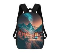 sinyumoney Children's Backpacks Winter Wonderland Train Journey School Bag 3D Printed Children's School Backpack Fashion Travel Backpacks for Kids School Students 17inch