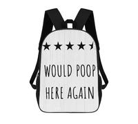 sinyumoney Children's Backpacks Would Poop Here Again School Bag 3D Printed Children's School Backpack Fashion Travel Backpacks for Kids School Students 17inch