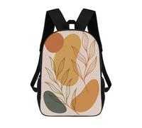 sinyumoney Children's School Backpack Abstract Botanical Art with Earth Tones Minimalist Nature Teen Fashion Backpack Casual Backpack Boy Girl Teen School Bag 3D Printed Backpack 17inch