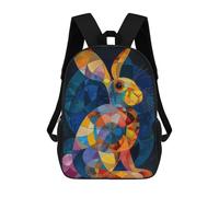 sinyumoney Children's School Backpack Abstract Rabbit Fashion Schoolbag Fashion Unisex Travel Backpack School Bag 3D Cool Backpack 17inch