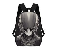 sinyumoney Children's School Backpack Alien Helmet Artwork Fashion Schoolbag Fashion Unisex Travel Backpack School Bag 3D Cool Backpack 17inch