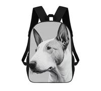 sinyumoney Children's School Backpack Artistic Bull Terrier Portrait Fashion Schoolbag Fashion Unisex Travel Backpack School Bag 3D Cool Backpack 17inch