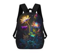 sinyumoney Children's School Backpack Bright Luminous Flower Art Teen Fashion Backpack Casual Backpack Boy Girl Teen School Bag 3D Printed Backpack 17inch