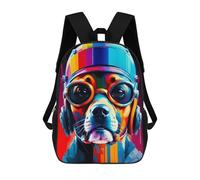 sinyumoney Children's School Backpack Colorful Dog Pilot Artwork Fashion Schoolbag Fashion Unisex Travel Backpack School Bag 3D Cool Backpack 17inch