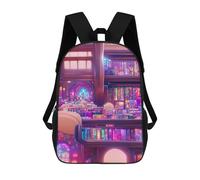 sinyumoney Children's School Backpack Colorful Library Interior Fashion Schoolbag Fashion Unisex Travel Backpack School Bag 3D Cool Backpack 17inch