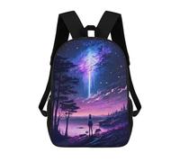sinyumoney Children's School Backpack Comet Rain Galaxy Scene Teen Fashion Backpack Casual Backpack Boy Girl Teen School Bag 3D Printed Backpack 17inch