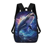 sinyumoney Children's School Backpack Cosmic Dolphin Fantasy Teen Fashion Backpack Casual Backpack Boy Girl Teen School Bag 3D Printed Backpack 17inch