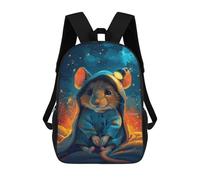 sinyumoney Children's School Backpack Cozy Mouse in Starry Night Fashion Schoolbag Fashion Unisex Travel Backpack School Bag 3D Cool Backpack 17inch