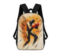 sinyumoney Children's School Backpack Cubist Abstract Boxer in Explosive Action Painting Teen Fashion Backpack Casual Backpack Boy Girl Teen School Bag 3D Printed Backpack 17inch