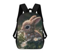 sinyumoney Children's School Backpack Cute Baby Bunny in Flowers Teen Fashion Backpack Casual Backpack Boy Girl Teen School Bag 3D Printed Backpack 17inch