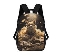 sinyumoney Children's School Backpack Dollar Bills Red Fox Luxe Teen Fashion Backpack Casual Backpack Boy Girl Teen School Bag 3D Printed Backpack 17inch