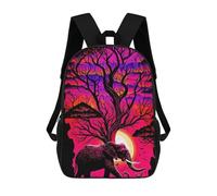sinyumoney Children's School Backpack Elephant Under The Moonlit Tree Fashion Schoolbag Fashion Unisex Travel Backpack School Bag 3D Cool Backpack 17inch