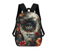 sinyumoney Children's School Backpack Floral Skeleton Skull Teen Fashion Backpack Casual Backpack Boy Girl Teen School Bag 3D Printed Backpack 17inch