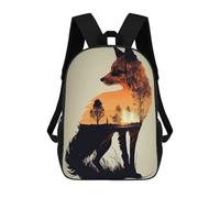 sinyumoney Children's School Backpack Fox Silhouette Fashion Schoolbag Fashion Unisex Travel Backpack School Bag 3D Cool Backpack 17inch