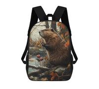 sinyumoney Children's School Backpack Funny Beaver Catching Fish Teen Fashion Backpack Casual Backpack Boy Girl Teen School Bag 3D Printed Backpack 17inch