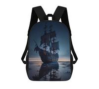 sinyumoney Children's School Backpack Ghost Ship on The Horizon Fashion Schoolbag Fashion Unisex Travel Backpack School Bag 3D Cool Backpack 17inch