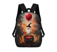 sinyumoney Children's School Backpack Ghost with Balloon And Cauldron Teen Fashion Backpack Casual Backpack Boy Girl Teen School Bag 3D Printed Backpack 17inch