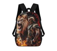 sinyumoney Children's School Backpack Gladiator Vs. Lion Epic Battle Fashion Schoolbag Fashion Unisex Travel Backpack School Bag 3D Cool Backpack 17inch