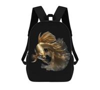sinyumoney Children's School Backpack Gold Betta Fish Teen Fashion Backpack Casual Backpack Boy Girl Teen School Bag 3D Printed Backpack 17inch
