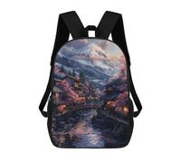 sinyumoney Children's School Backpack Japanese Mount Fuji Teen Fashion Backpack Casual Backpack Boy Girl Teen School Bag 3D Printed Backpack 17inch
