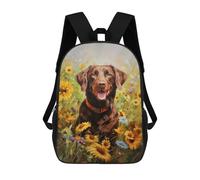 sinyumoney Children's School Backpack Labrador in Sunflowers Teen Fashion Backpack Casual Backpack Boy Girl Teen School Bag 3D Printed Backpack 17inch