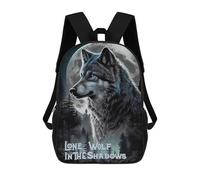 sinyumoney Children's School Backpack Lone Wolf in The Shadows Teen Fashion Backpack Casual Backpack Boy Girl Teen School Bag 3D Printed Backpack 17inch